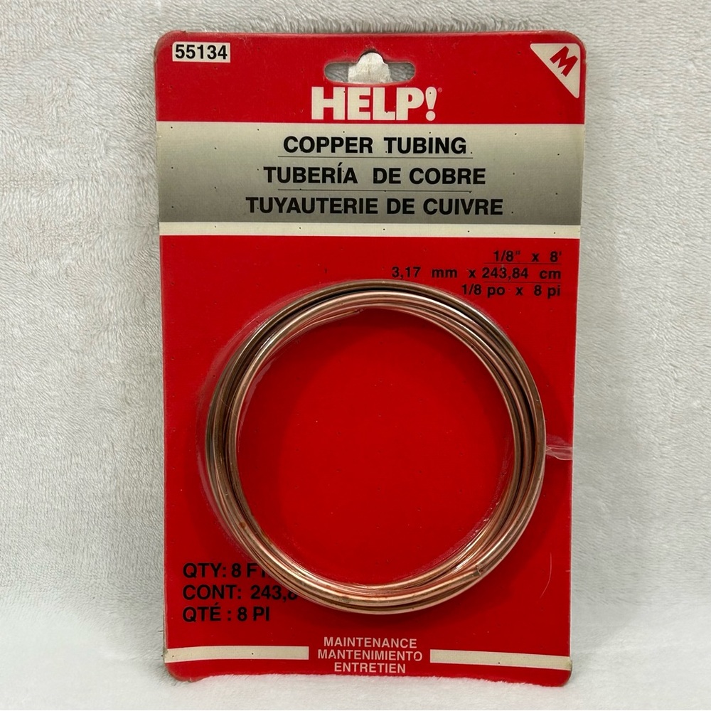 Motormite 55134 HELP! Copper Tubing 1/8 inch x 8 Feet Maintence High Quality.